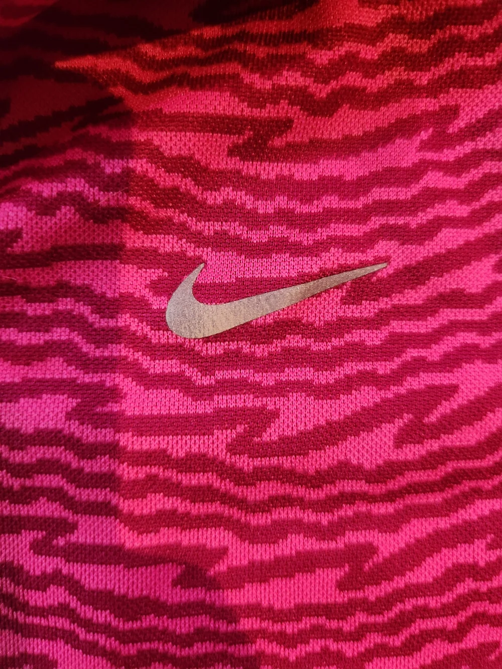 Nike Pink Patterned Dri-FIT Quarter-Zip Sweater with Yellow Trim